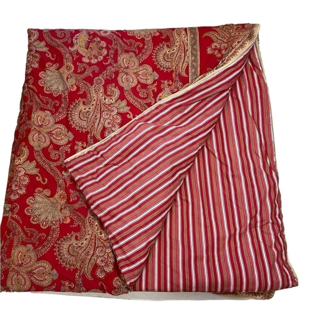 Chaps Ralph Lauren JULIETTE  Queen Floral Paisley Stripe Reversible Comforter